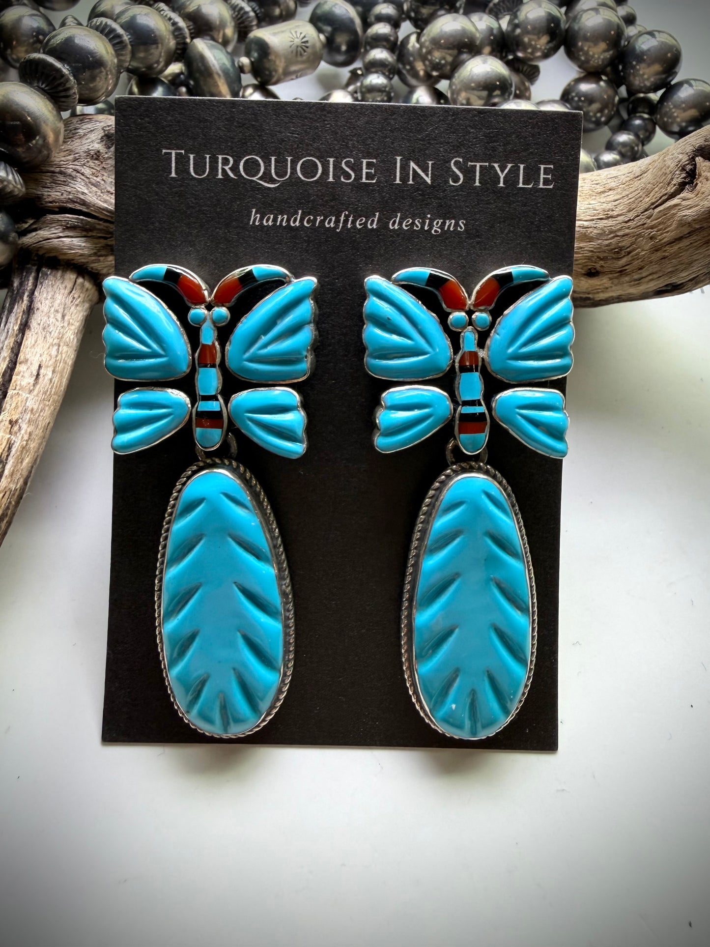 Federico Sleeping Beauty Turquoise Butterfly Earrings