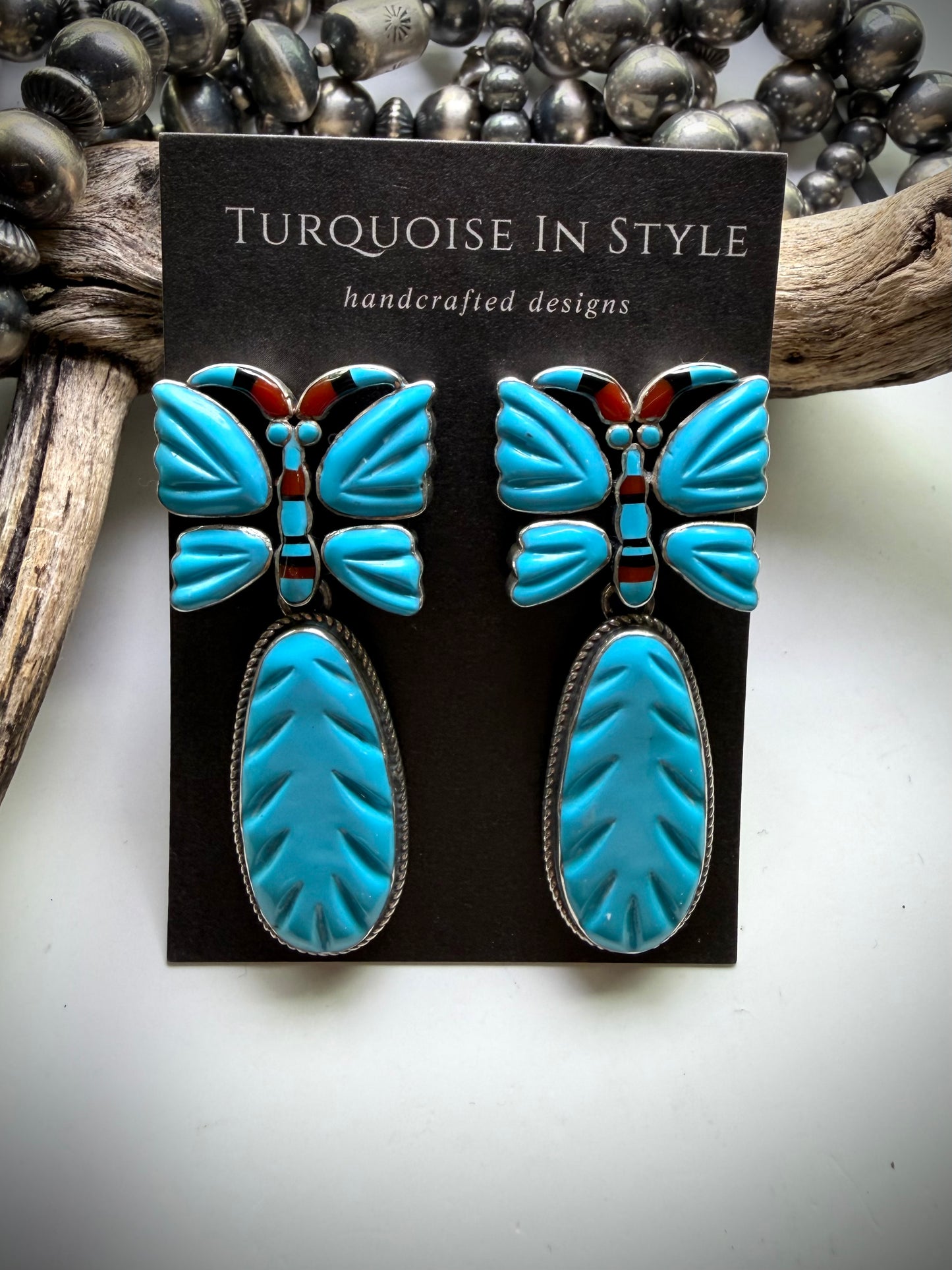 Federico Sleeping Beauty Turquoise Butterfly Earrings