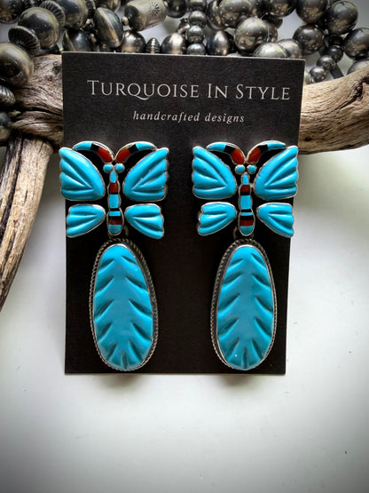 Federico Sleeping Beauty Turquoise Butterfly Earrings