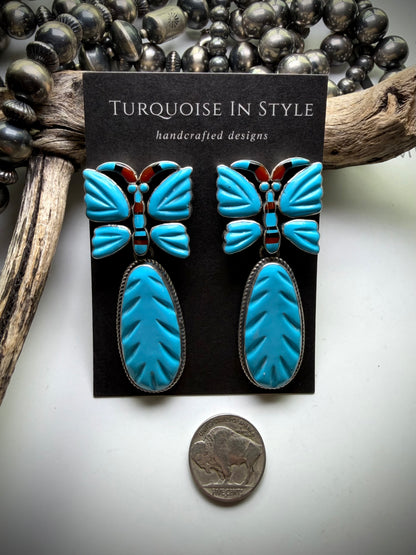 Federico Sleeping Beauty Turquoise Butterfly Earrings