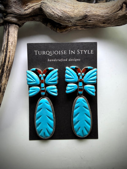 Federico Sleeping Beauty Turquoise Butterfly Earrings