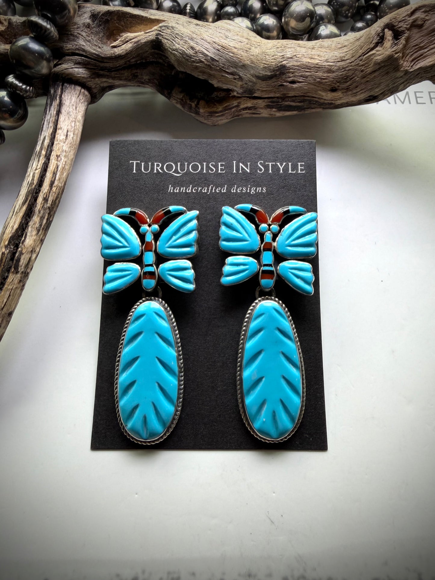 Federico Sleeping Beauty Turquoise Butterfly Earrings