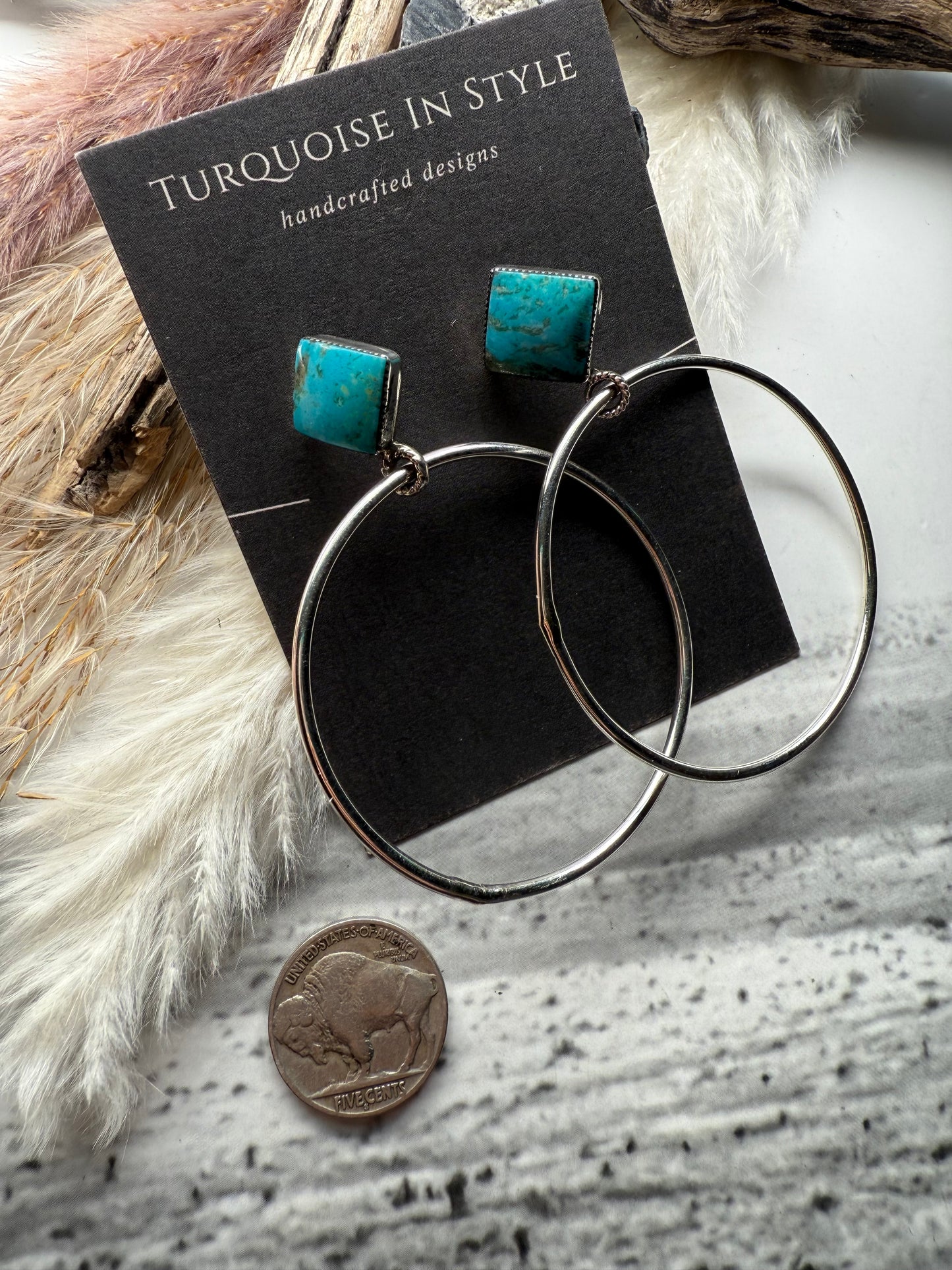 Turq Stud Hoops