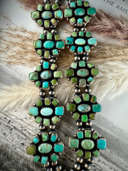 Ella Peter Square Mixed Mine Squash Blossom Necklace