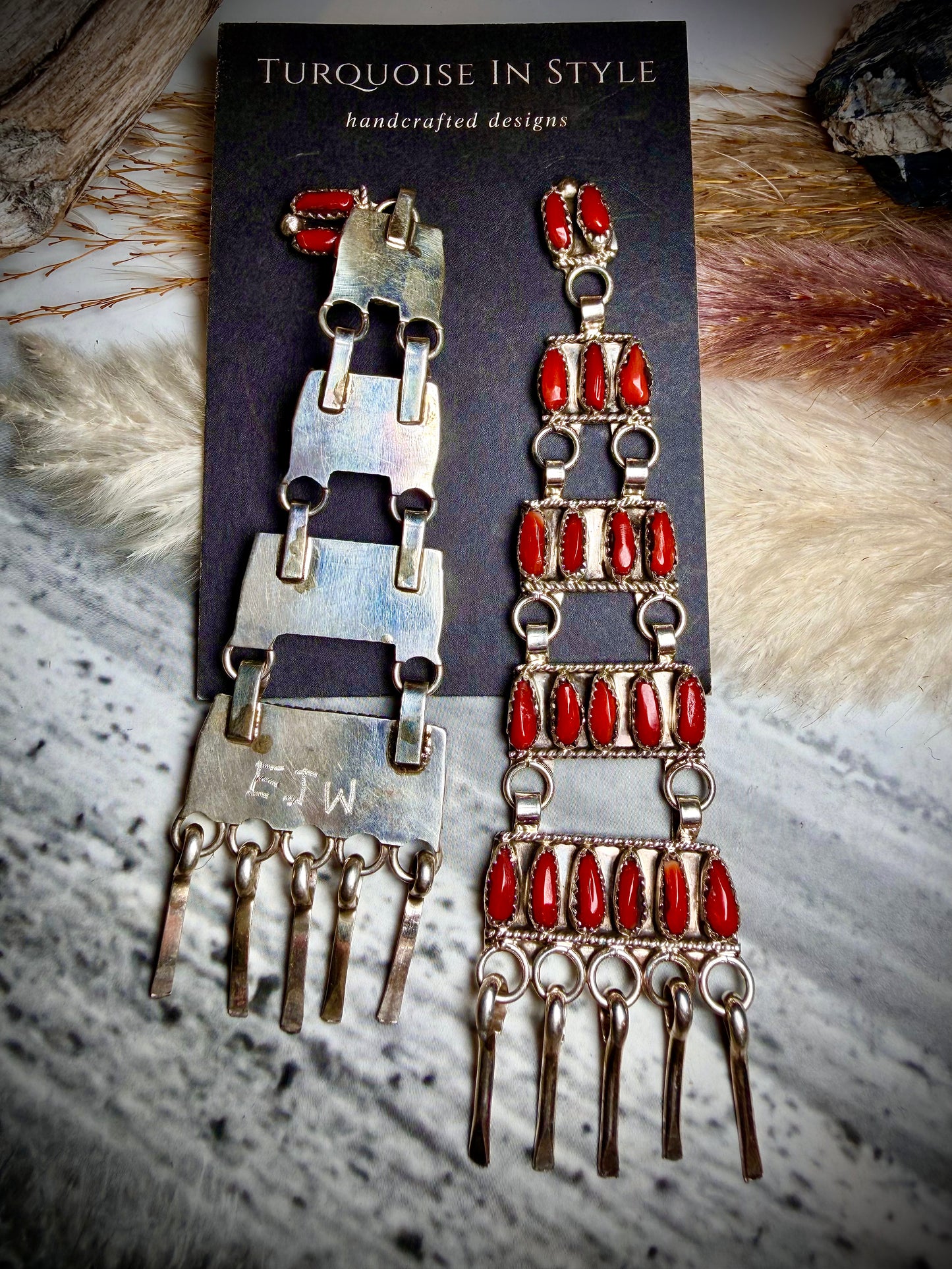 Red Coral Chandelier Earrings