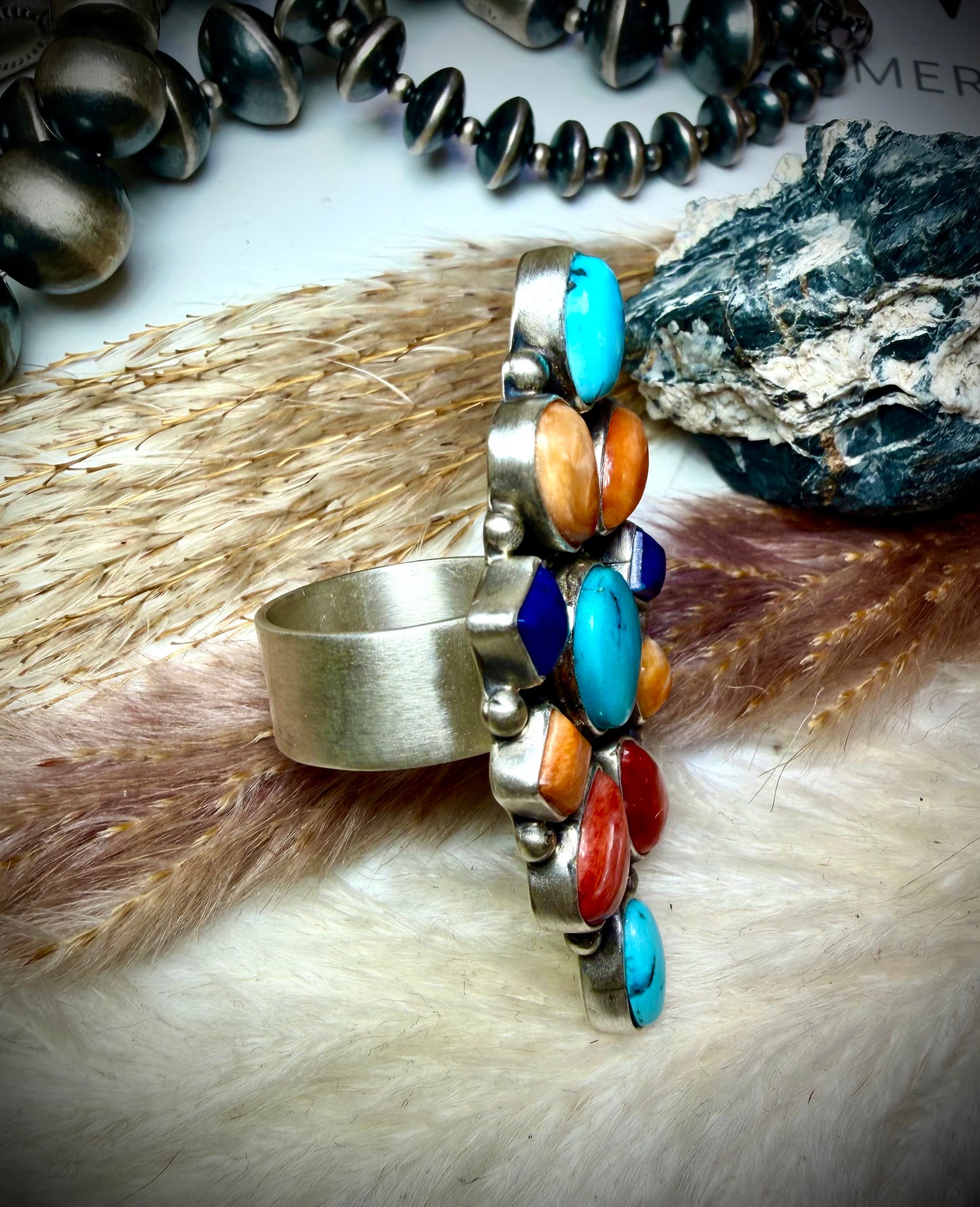 Spiny, Turquoise & Lapis Ring (Adjustable)
