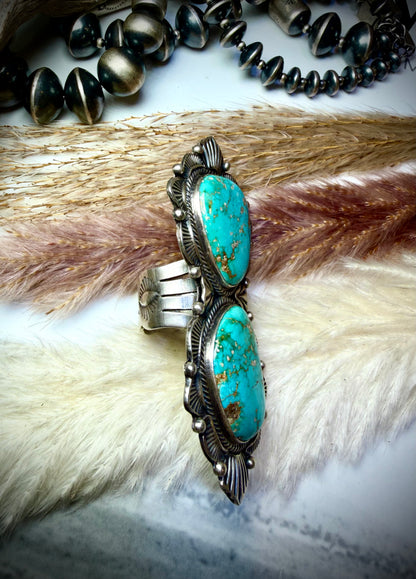 Stunning Two Stone Royston Ring by Justine Tso (Size 8 1/2)