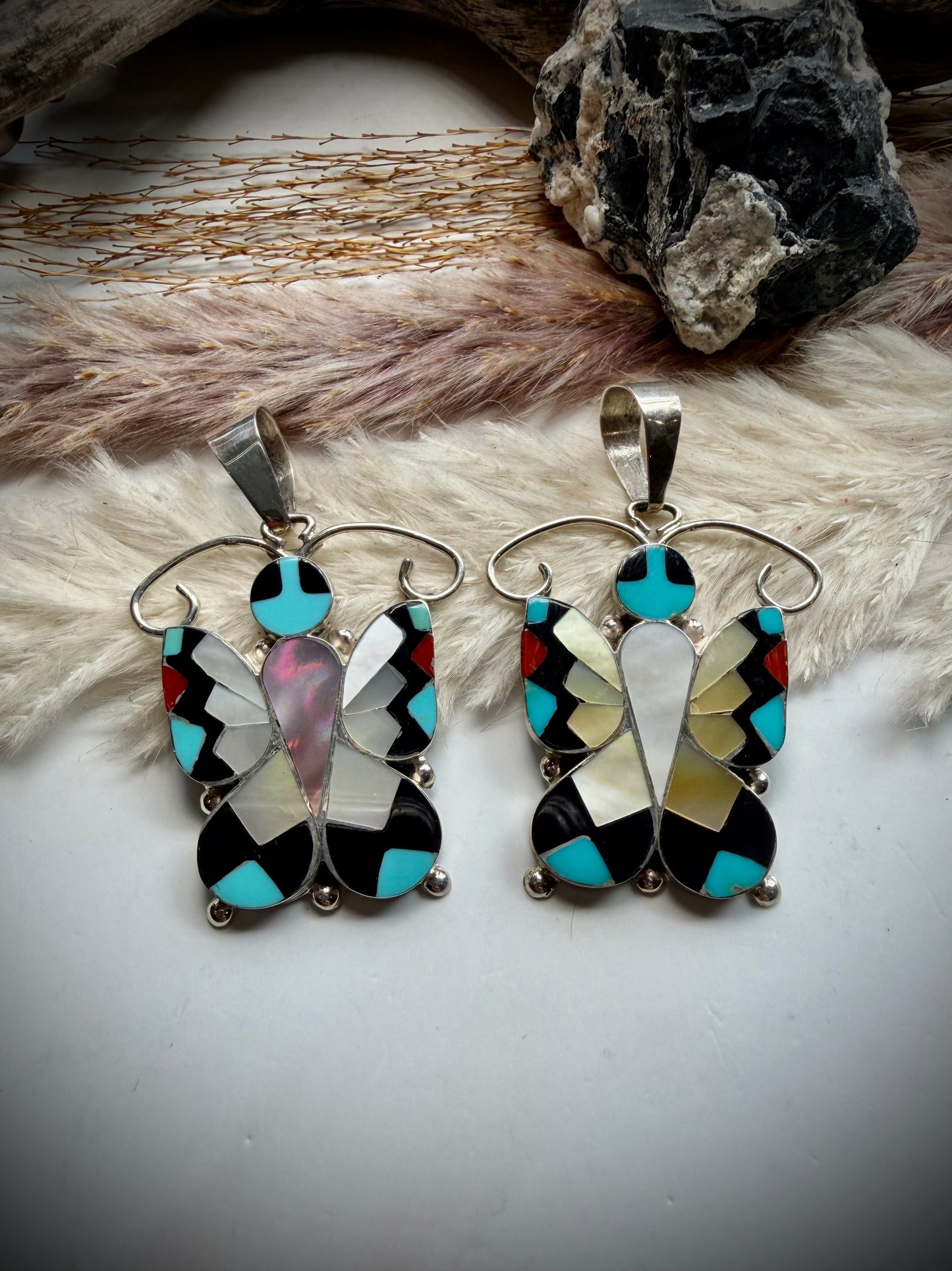 Allison Dishta Larger Inlay Butterfly Pendants