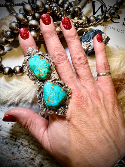 Stunning Two Stone Royston Ring by Justine Tso (Size 8 1/2)