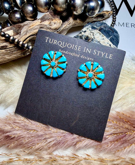 Mini Turquoise Cluster Studs
