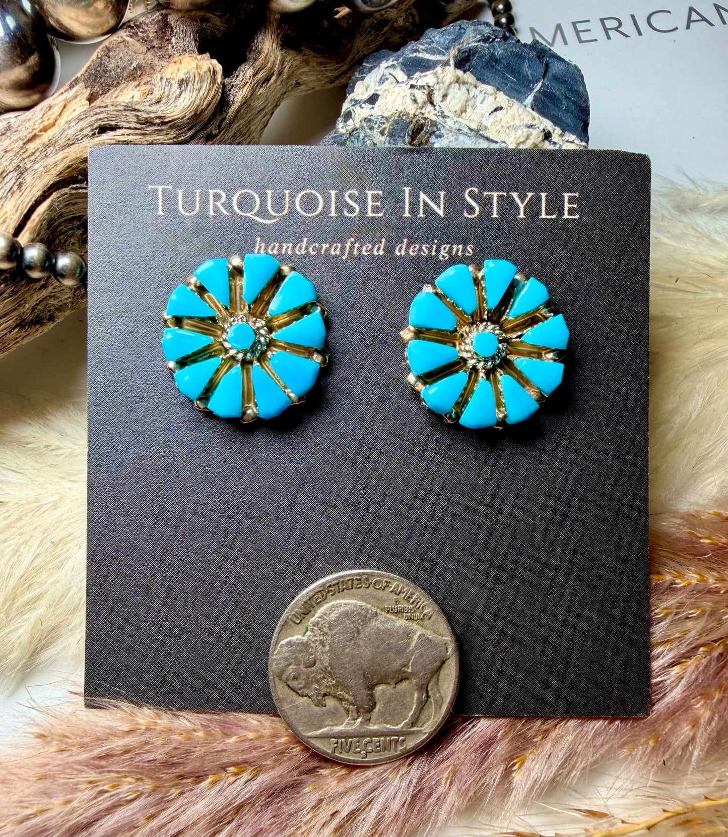 Mini Turquoise Cluster Studs