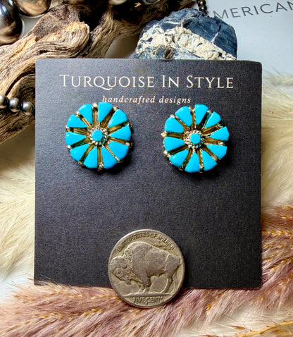 Mini Turquoise Cluster Studs