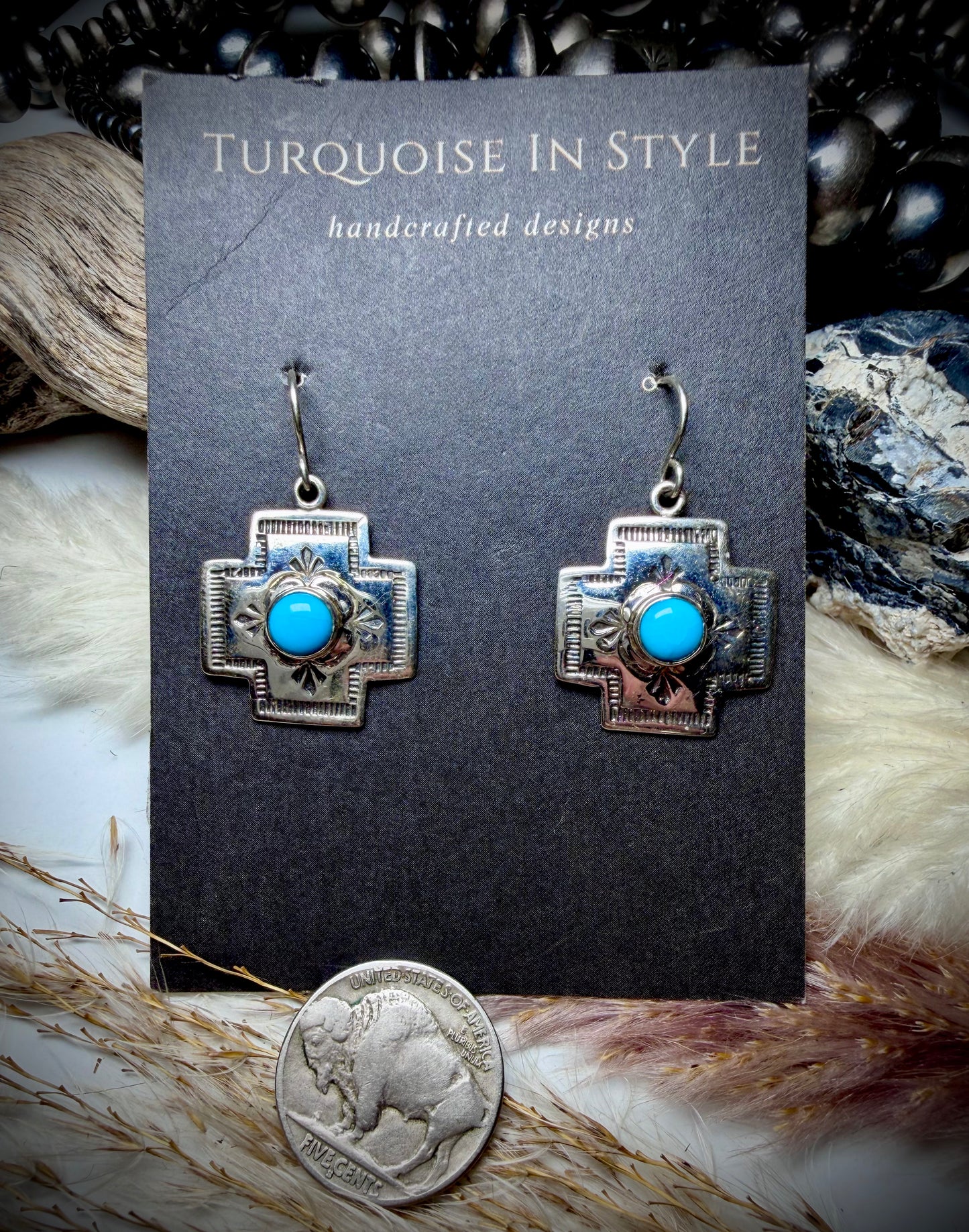Sterling Silver with Turquoise Dangles