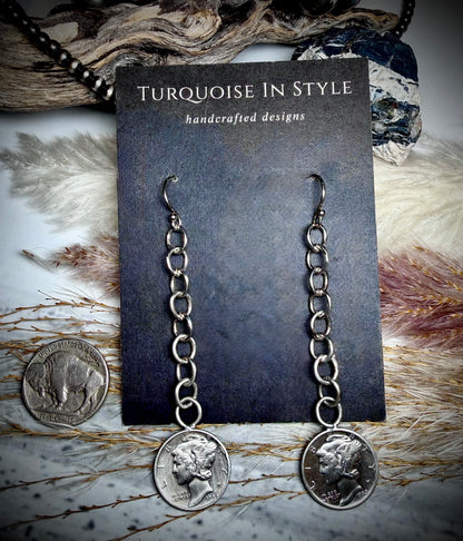 Mercury Dime Dangle Earring