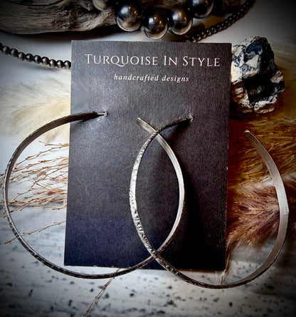 Tooled Sterling Silver Large Hoops