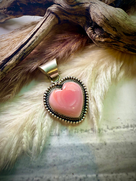 Pink Conch Heart Pendant by Jeff Largo
