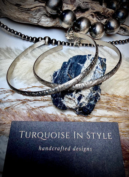 Tooled Sterling Silver Large Hoops