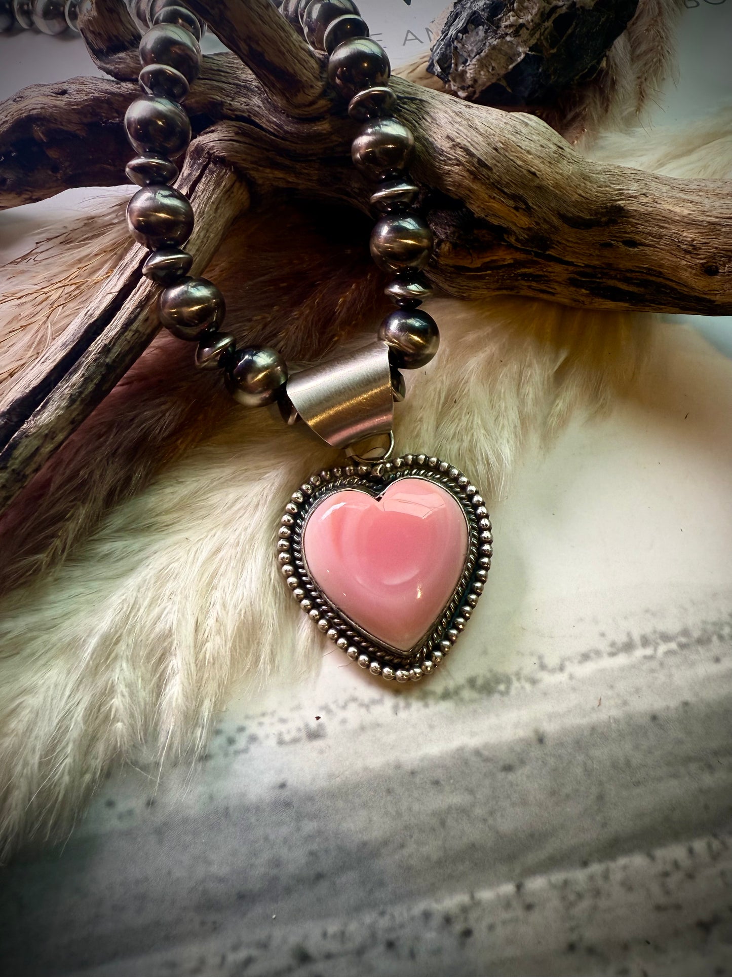 Pink Conch Heart Pendant by Jeff Largo