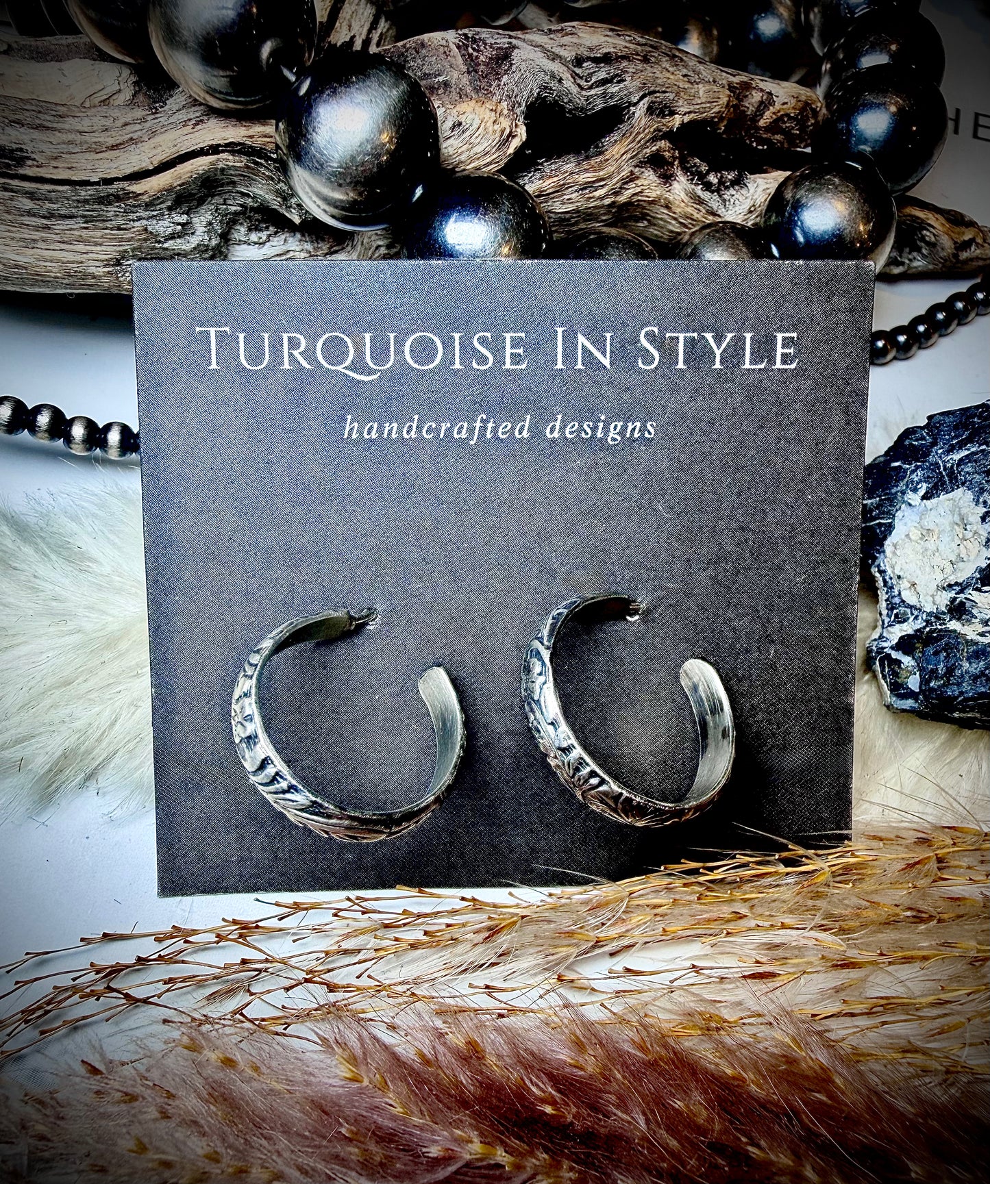 Tooled Sterling Mini Hoops