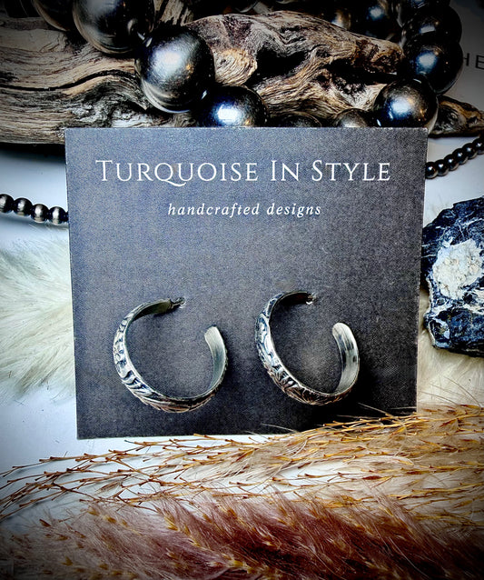 Tooled Sterling Mini Hoops