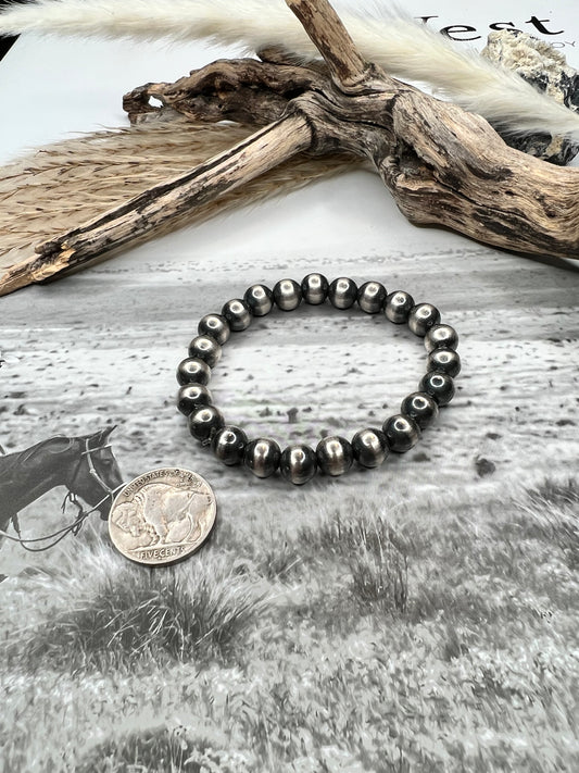 8mm Sterling Pearl Stretch Bracelet