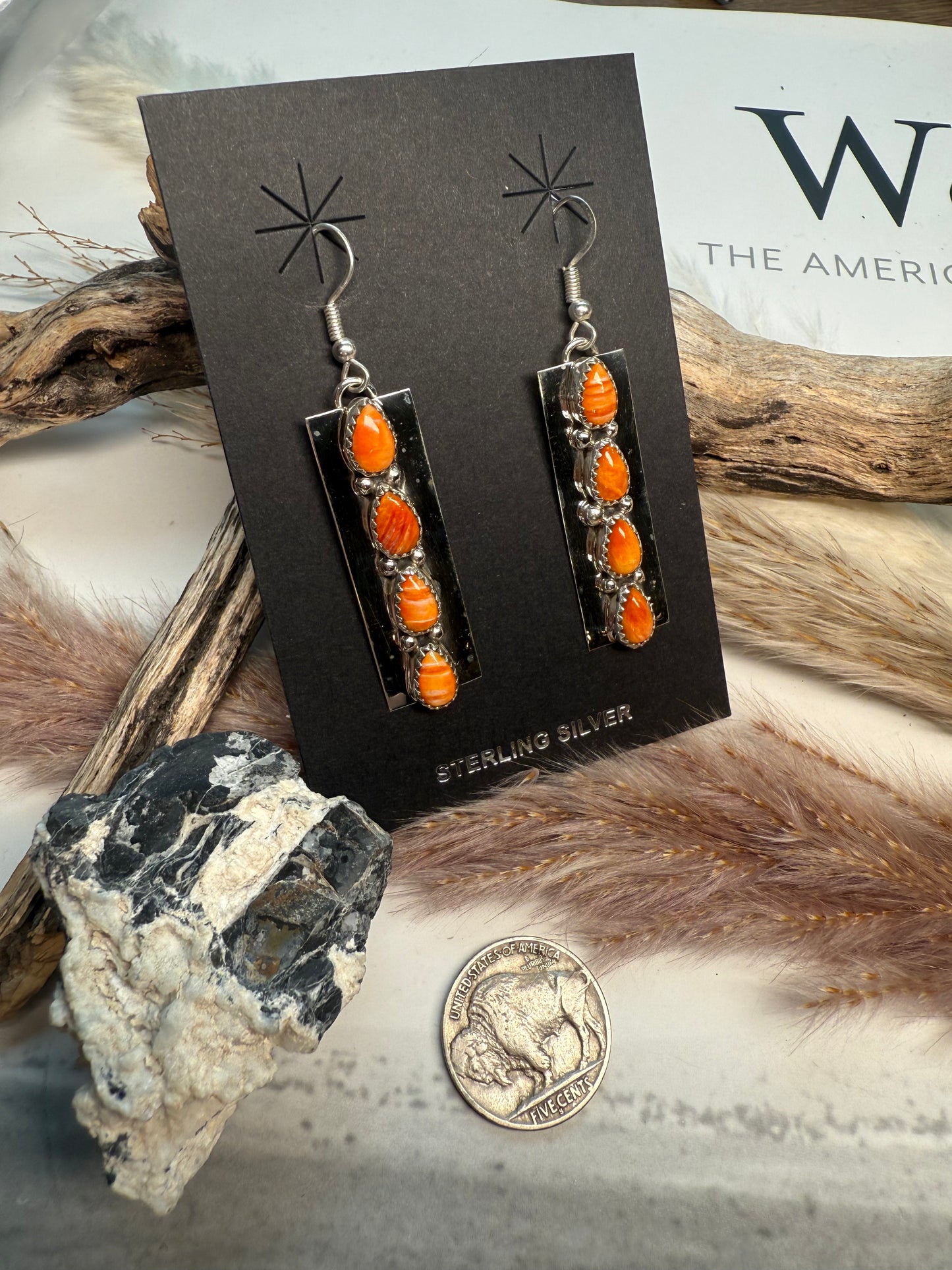 Jody Tsosie Orange Spiny Dangles