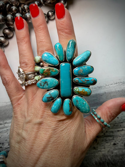 Megan's Vaulted Federico Pilot Mountain Turquoise Adjustable Ring