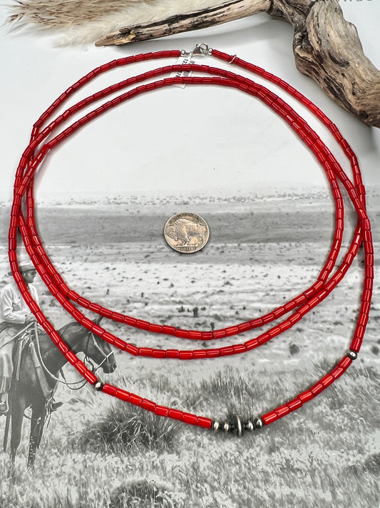 60" Red Coral Necklace