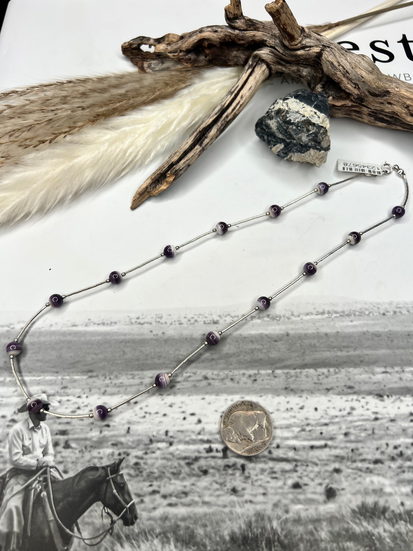 18" Liquid Silver & Wampum Necklace