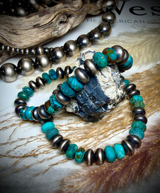Mego's Daily 9mm Saucers & Turquoise Stretch Bracelet
