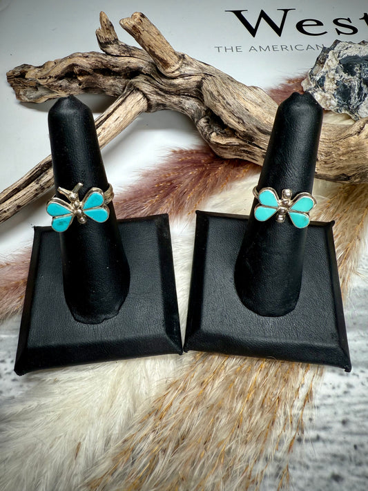 Swain Charlie Turquoise Inlay Butterfly Ring