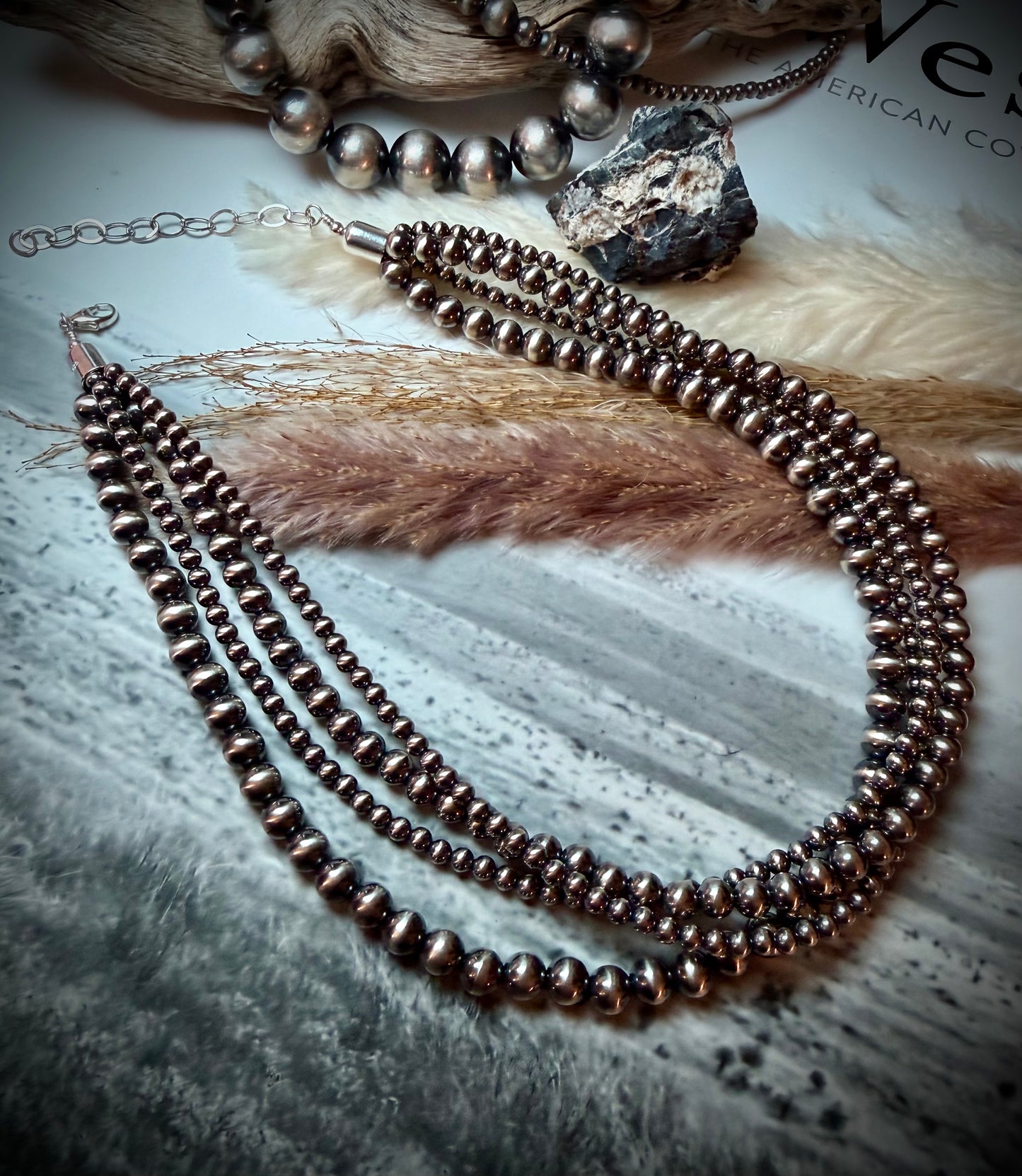 Layered Four Strand Sterling Pearl Necklace