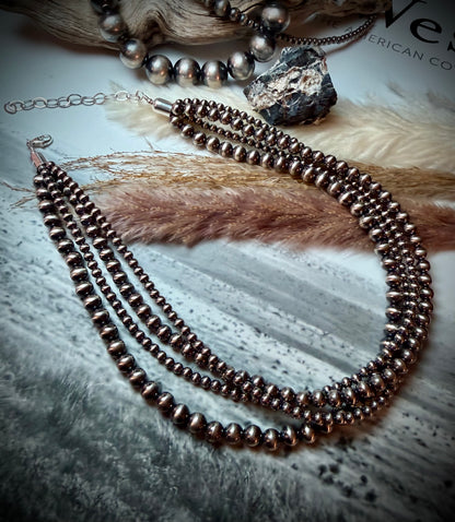 Layered Four Strand Sterling Pearl Necklace