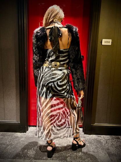 The Black Tie Faux Fur Shrug