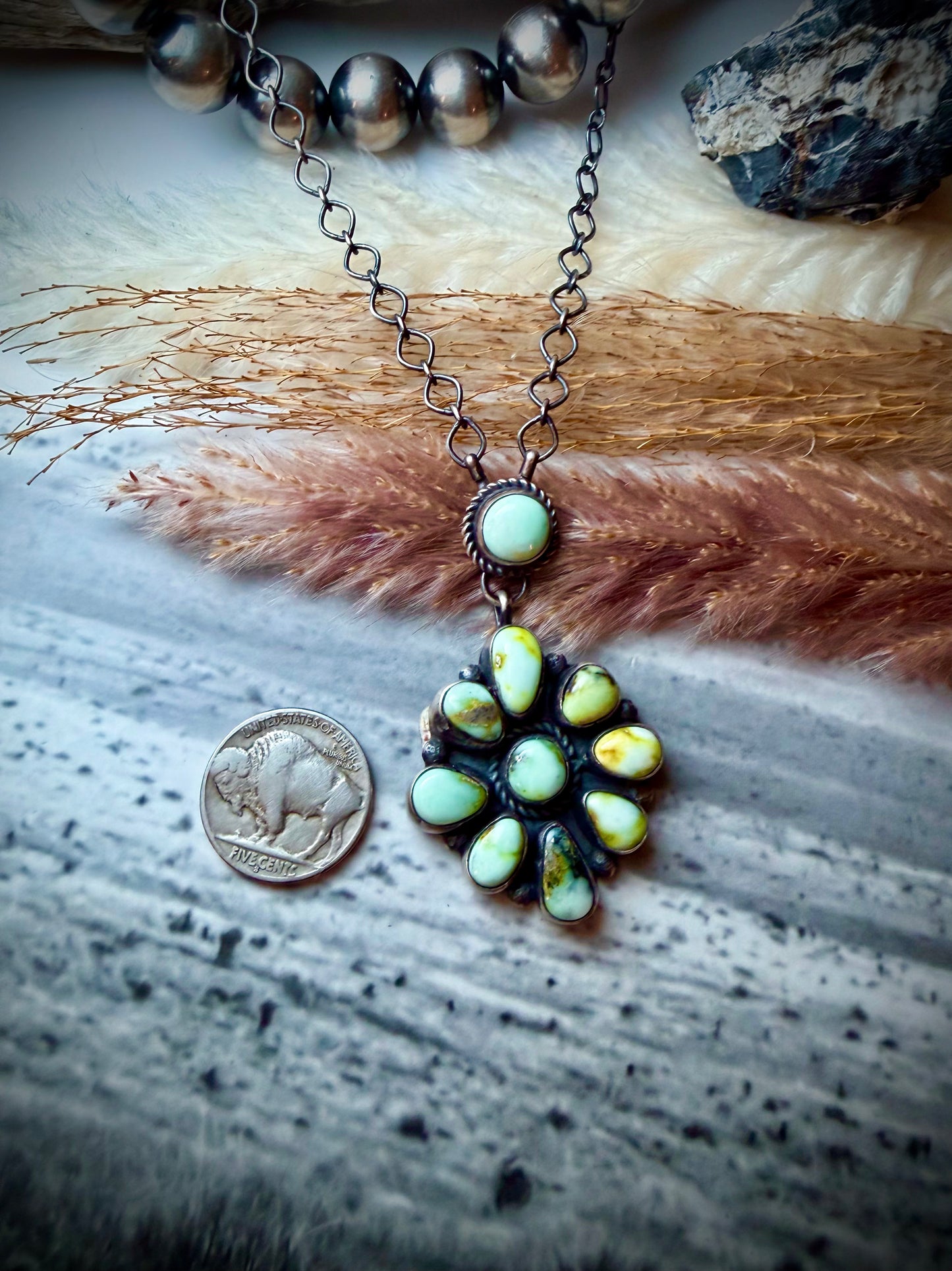 Eli Skeets Palomino Cluster Pendant Necklace