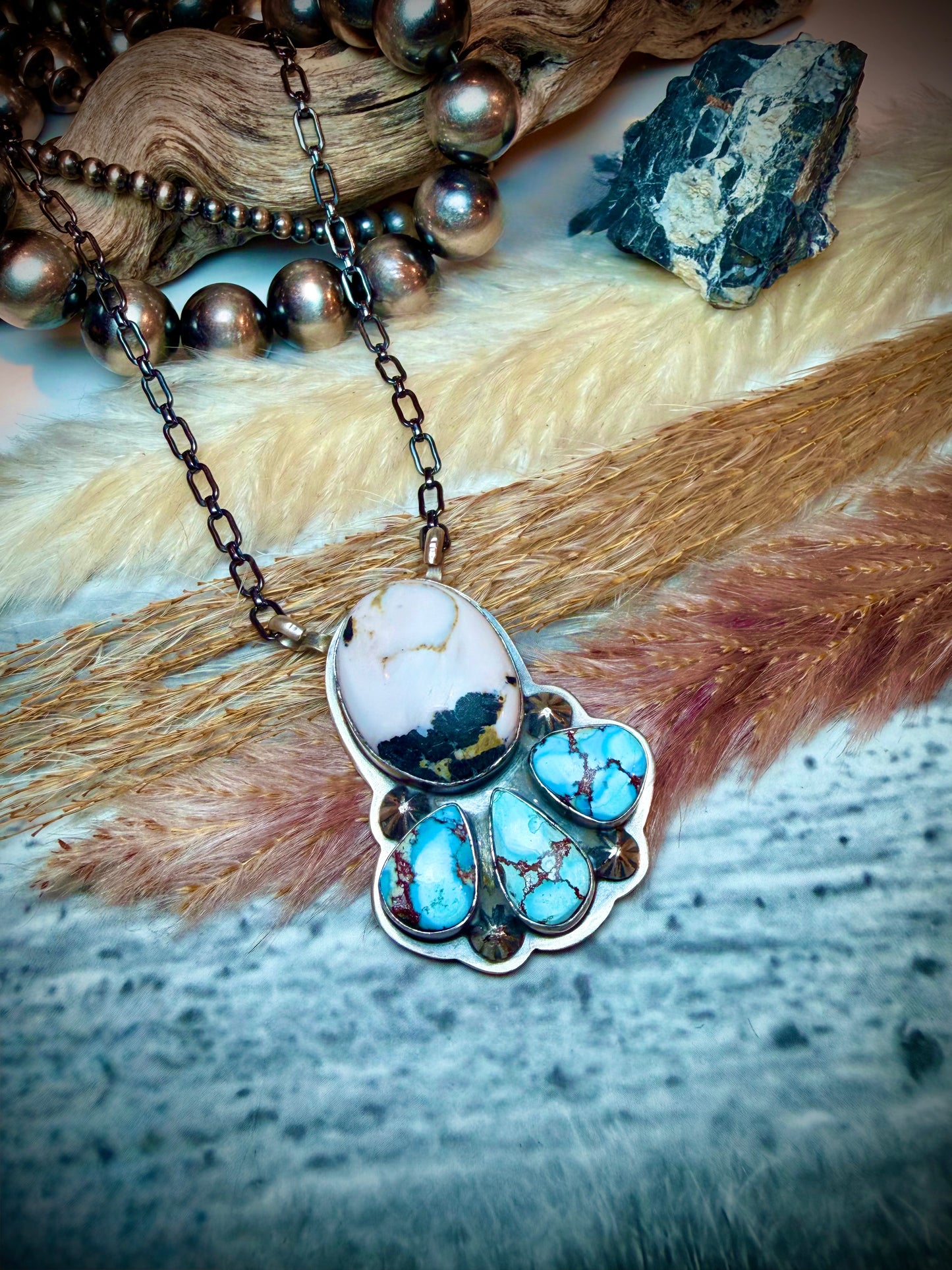 Alex's Favorite White Buffalo and Golden Hills Pendant Necklace