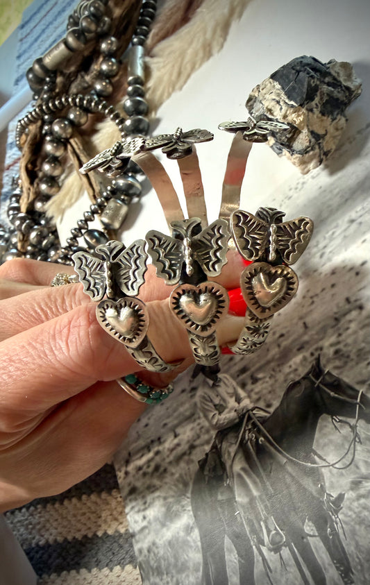Sterling Butterfly & Heart Cuff by Chris Etsitty