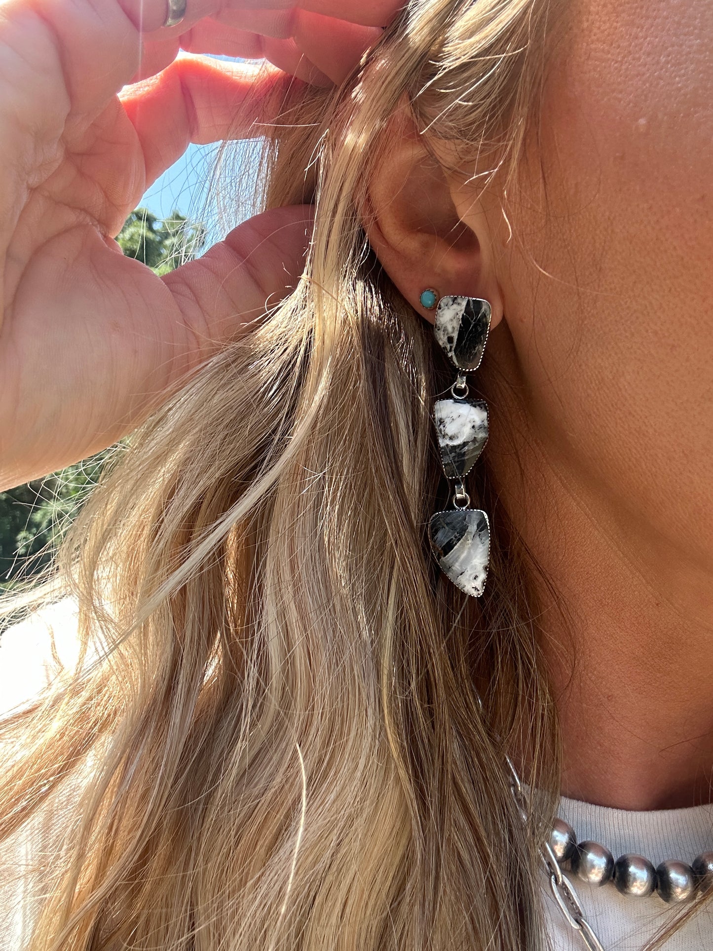 Gregg Yazzie White Buffalo Earrings