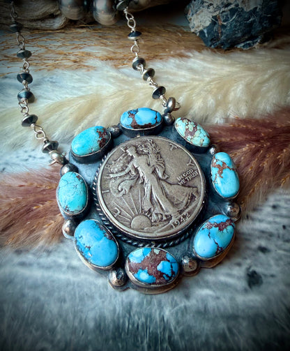 Golden Hills Walking Liberty Half Dollar Pendant Necklace