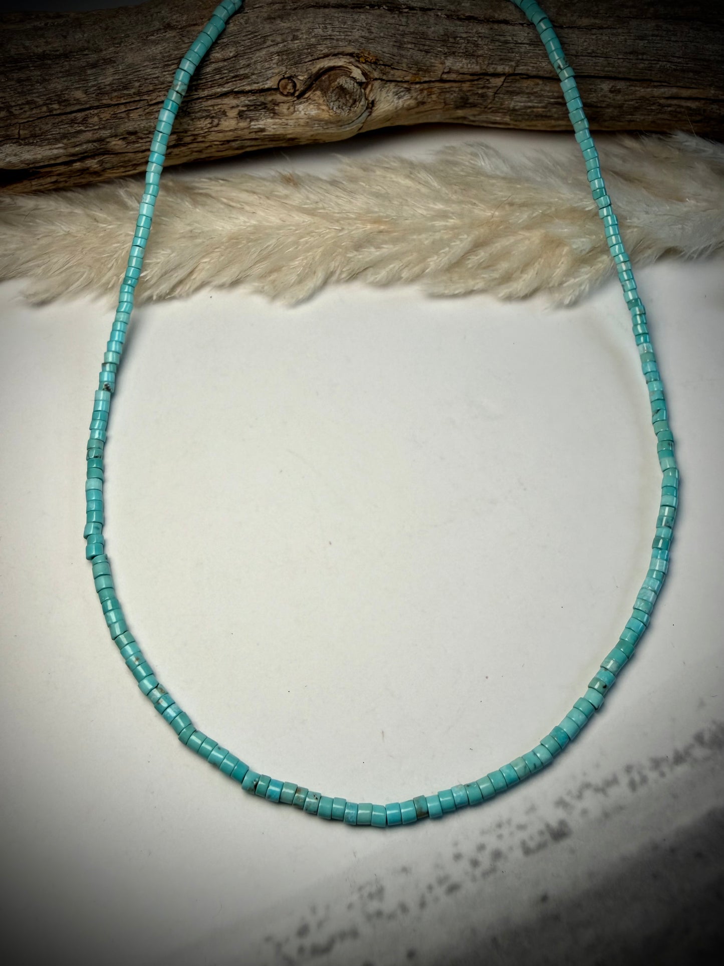16" Dainty Heishi Turquoise Necklace