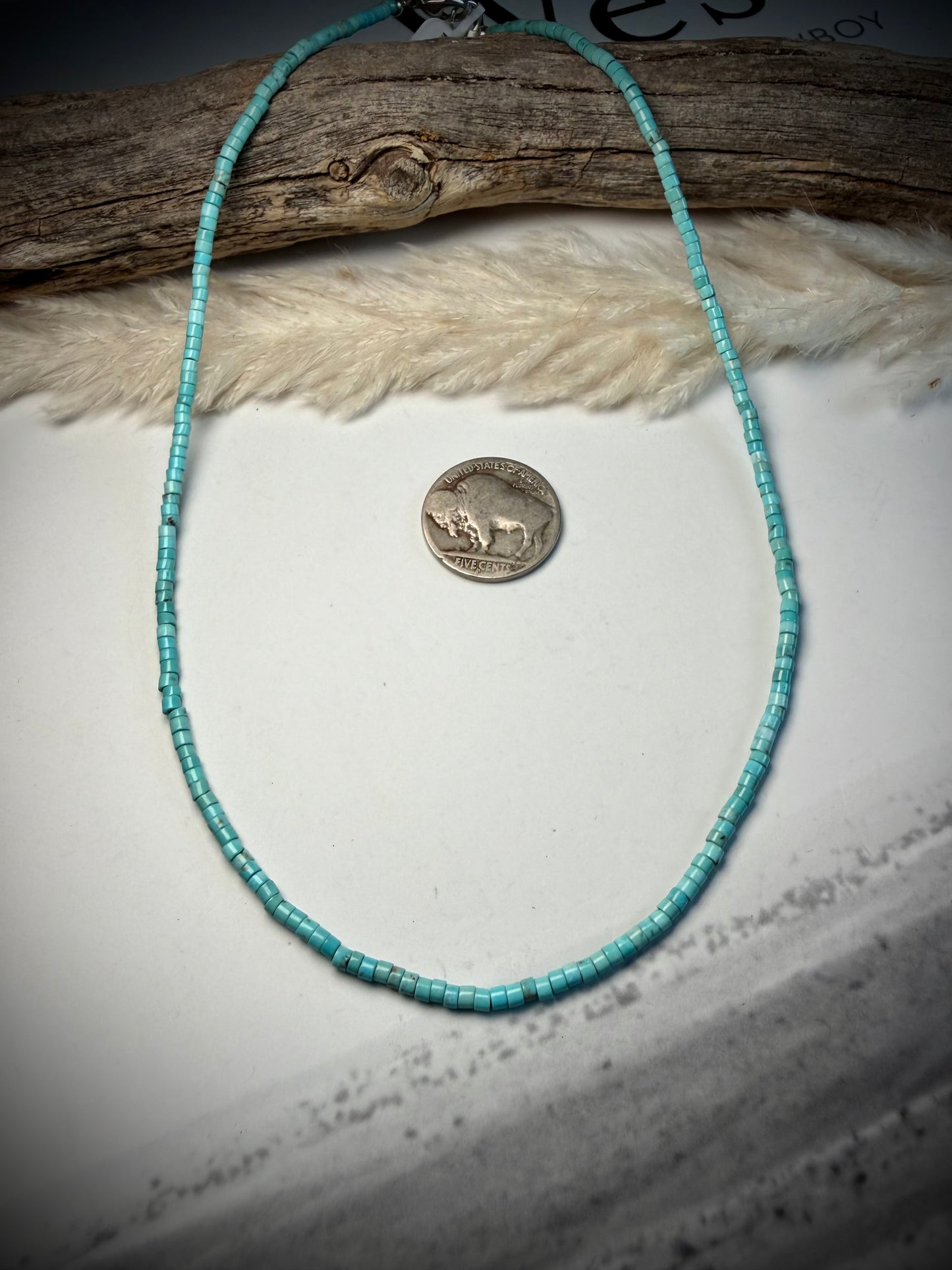 16" Dainty Heishi Turquoise Necklace
