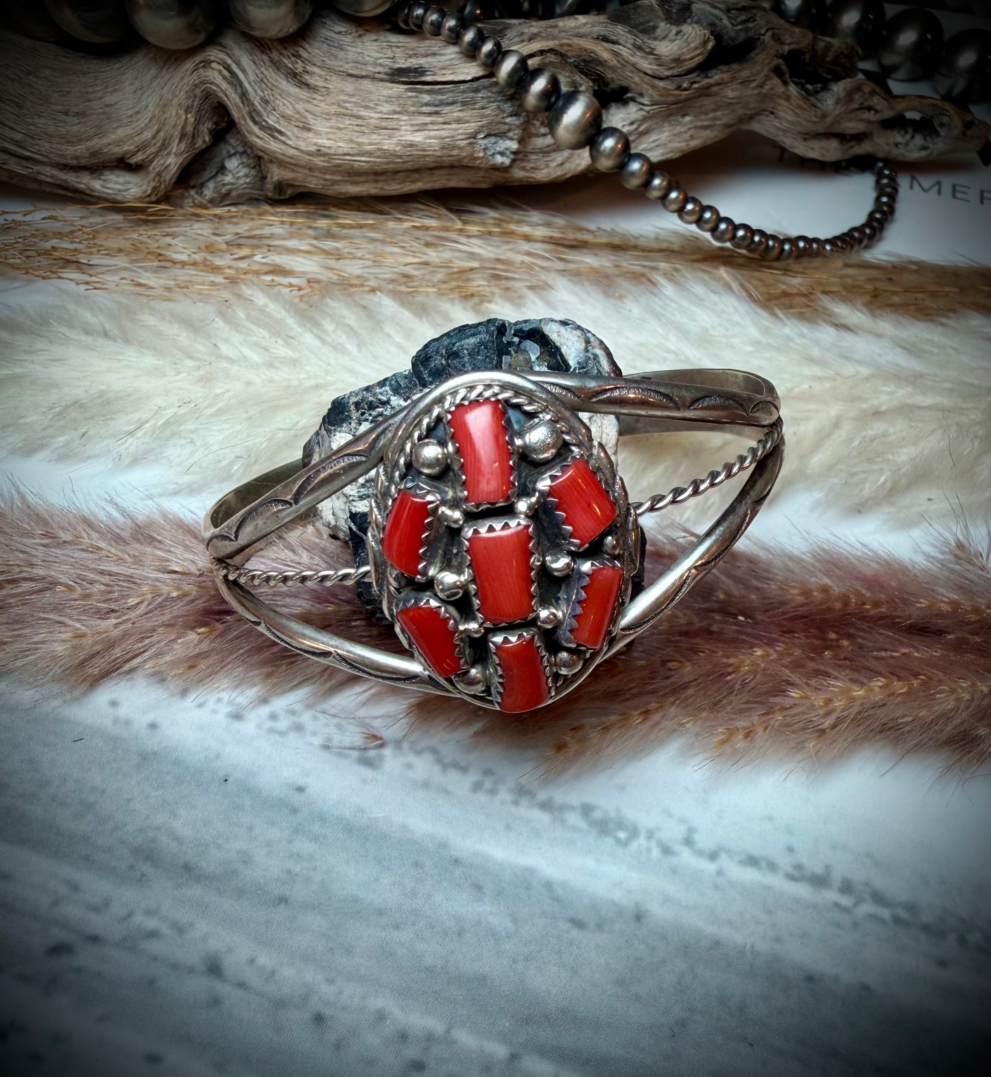 Red Coral Cluster Cuff