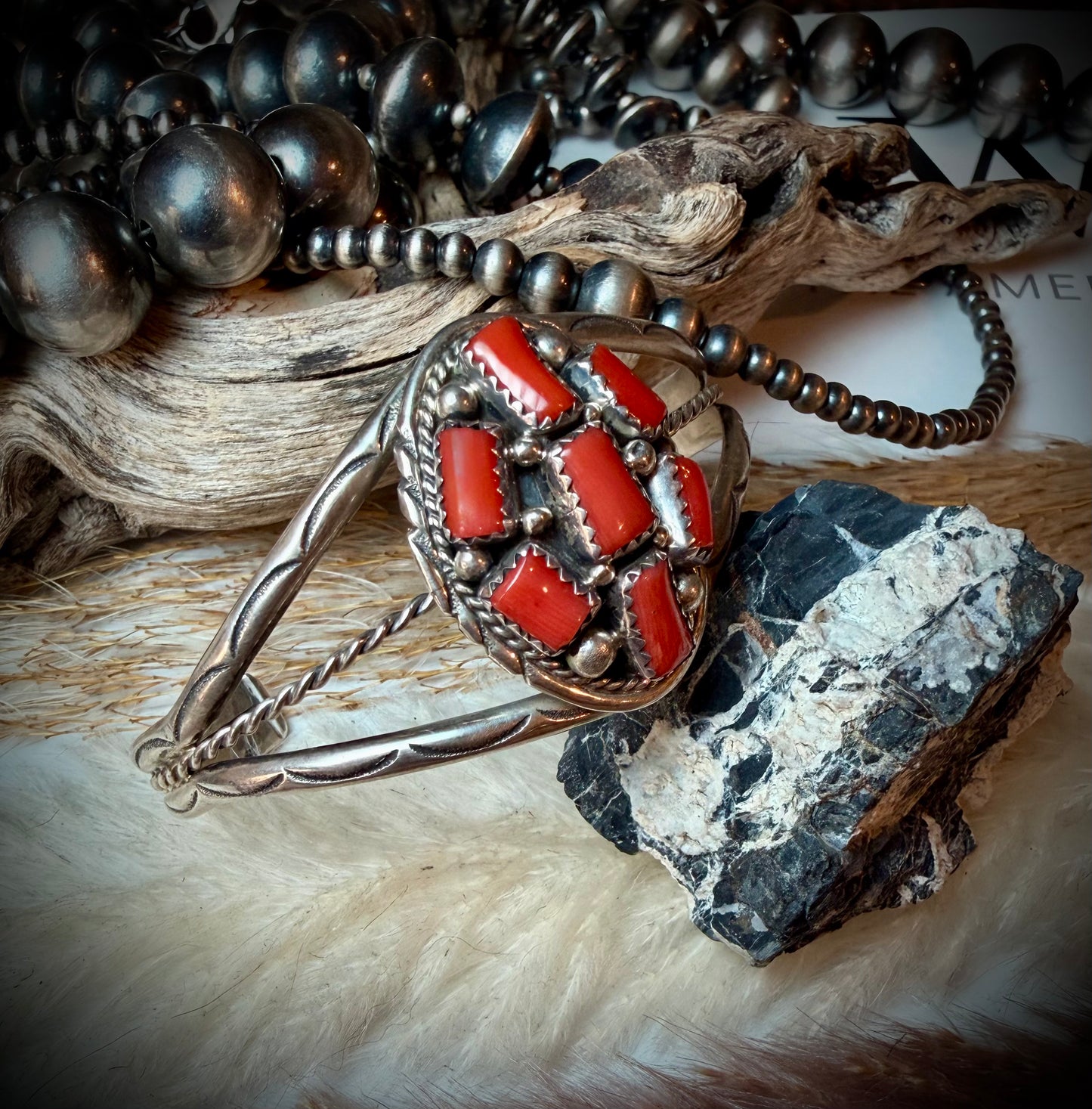 Red Coral Cluster Cuff