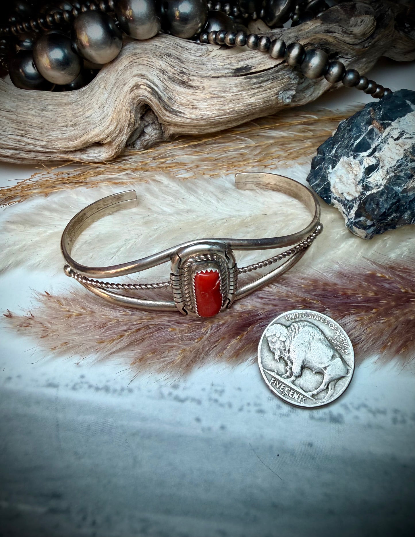 Single Red Coral Cuff