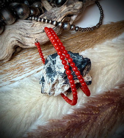 Red Coral Memory Wire Bracelet