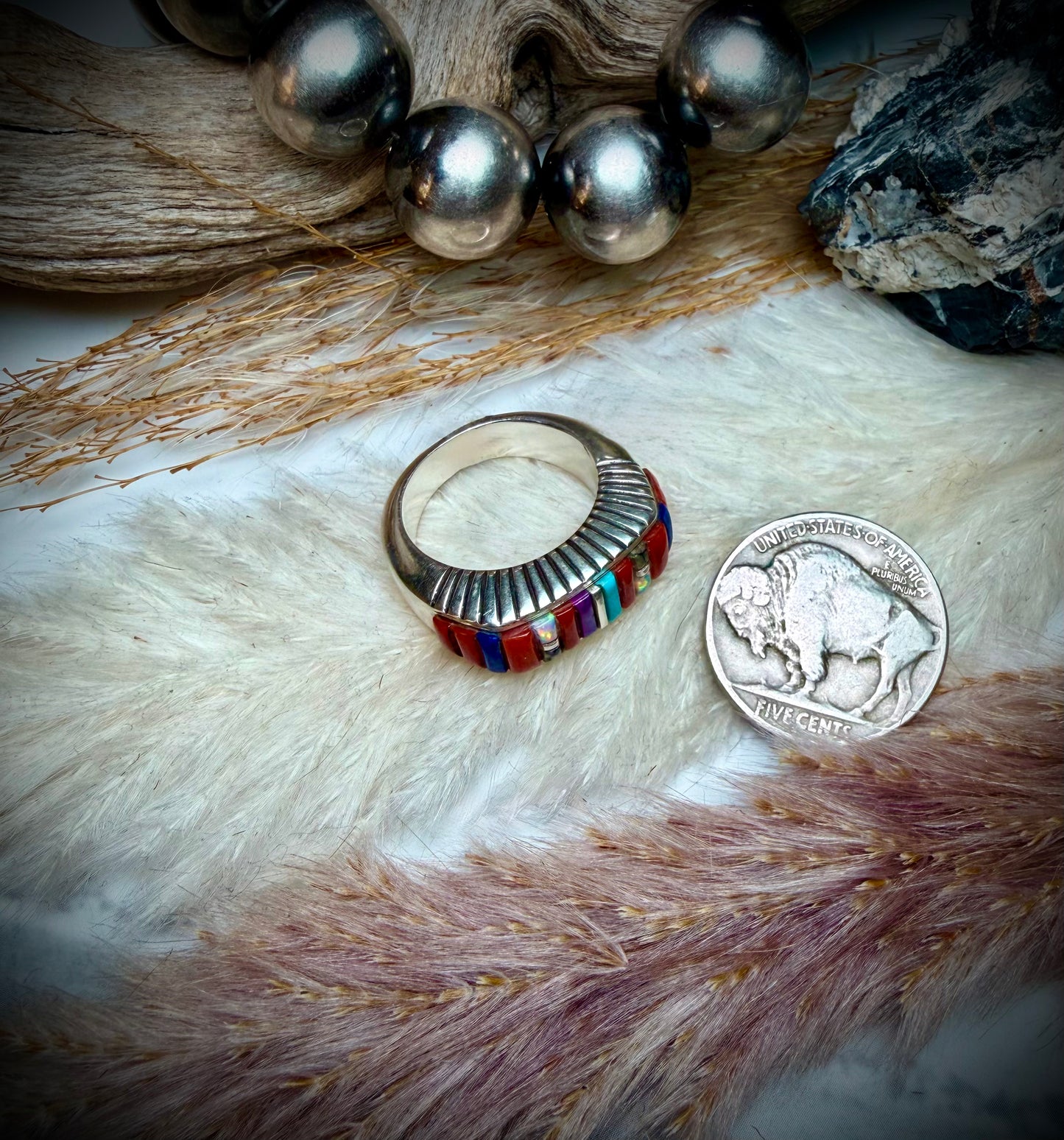 Multi-Stone Inlay Band