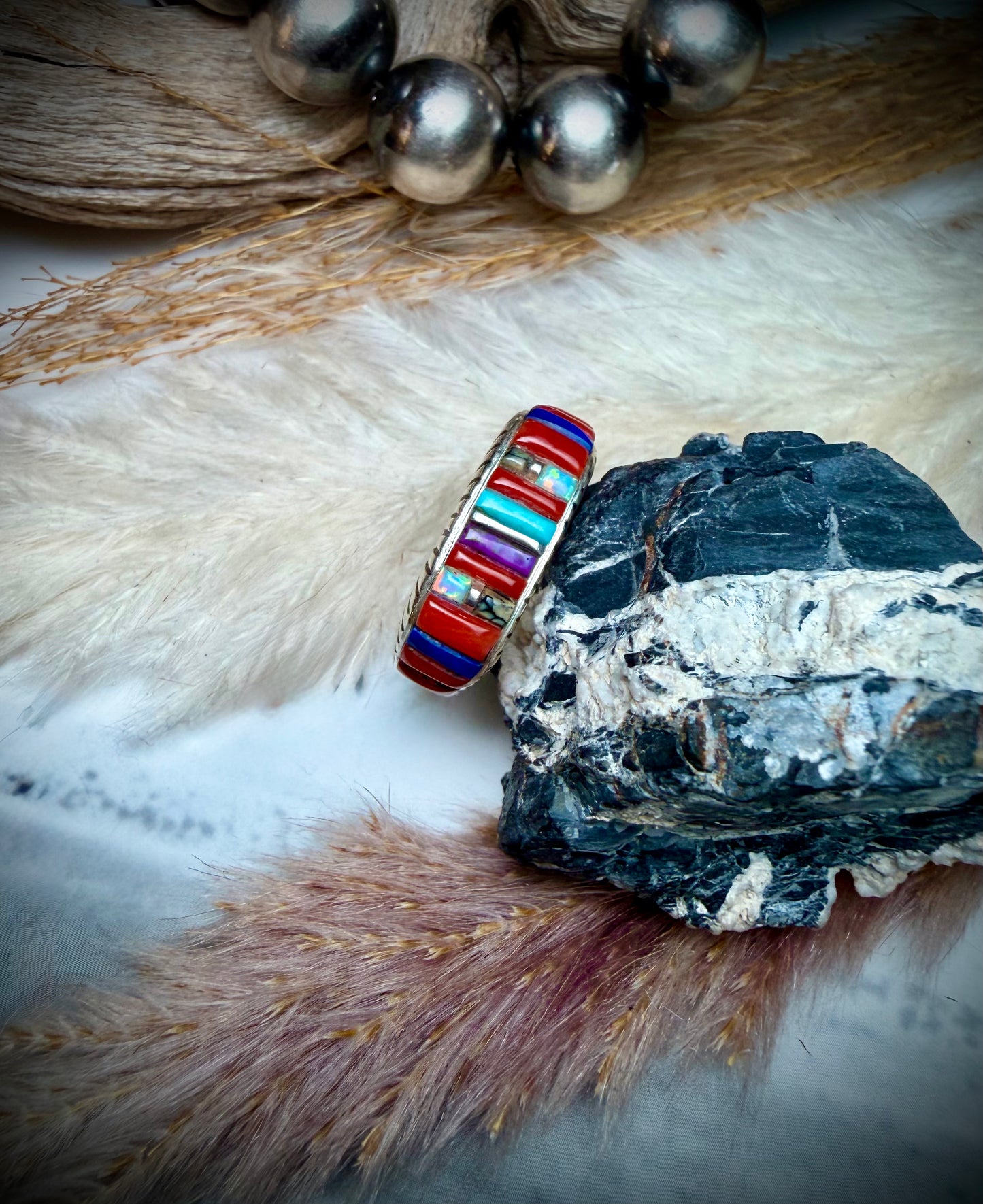 Multi-Stone Inlay Band