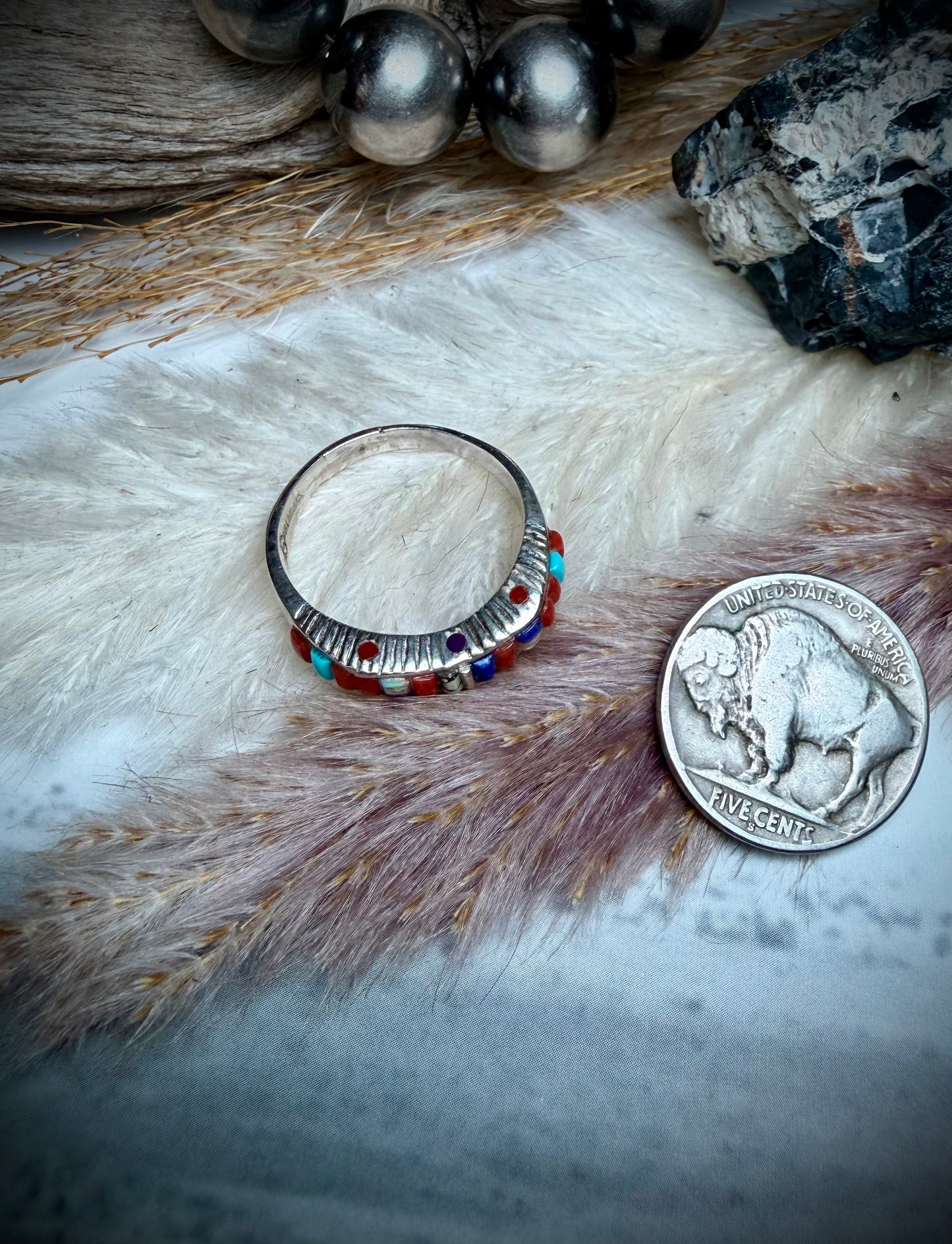 Multi-Stone Inlay Band