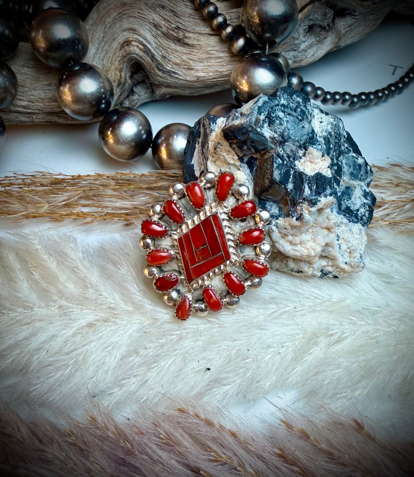 Red Coral Inlay Pin