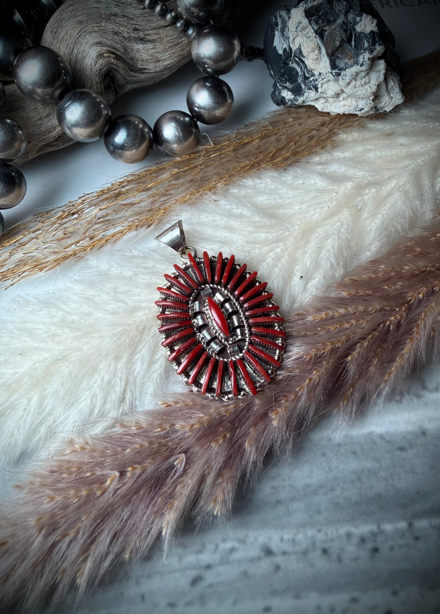 Carla Laconsello Red Coral Pendant (Oval)